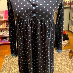 Hanna Andersson Girls long sleeve navy polka dot dress size 14/16